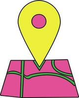 Map pointer in pink and yellow color. vector