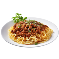 Home made Spaghetti Bolognese made with meat and pasta isolated. Illustration AI Generative png