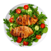 Grilled chicken breast and vegetables isolated. Illustration AI Generative png