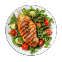 Grilled chicken breast and vegetables isolated. Illustration AI Generative png