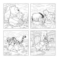 Story of Bear and Friends in Coloring Book Pages vector