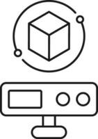 Virtual Projector Icon In Black Line Art. vector