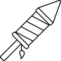 Fireworks Rocket Icon In Black Line Art. vector