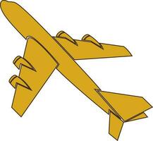 Airplane flying in sky in yellow colour. vector