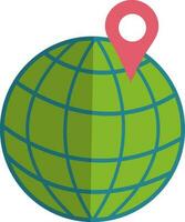 Half shadow of globe icon with map pin in isolated. vector