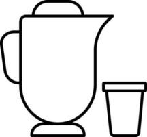 Flat style Jug with glass icon in line art. vector