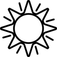 Black Line Art Sun Icon in Flat Style. vector