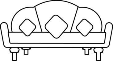 Stroke style of sofa icon in isolated. vector