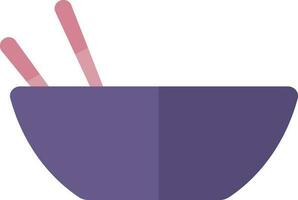 Purple bowl with chopsticks on white background. vector