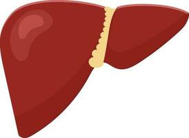 Isolated Liver Icon In Red And Pastel Yellow Color. vector