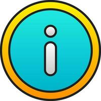 Gradient Blue And Yellow Info Button Icon In Flat Style. vector