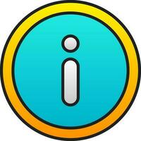 Gradient Blue And Yellow Info Button Icon In Flat Style. vector