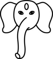 plano estilo elefante cara icono. vector