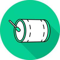 Drum With Stick Icon On Green Back Ground. vector