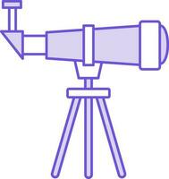 Illustration of Purple And White Color Telescope Icon in Flat Style. vector