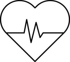 Black line art illustration of heartbeat icon. vector
