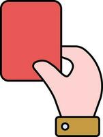 Hand Holding Red Card Icon In Flat Style. vector