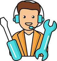 Flat Style Technical Support Colorful Icon. vector