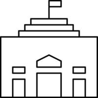 Building Or Stadium Icon In Black Outline. vector