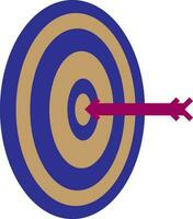 Blue and brown target with pink arrow. vector