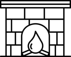 Fireplace Icon or Symbol in Black Thin Line. vector