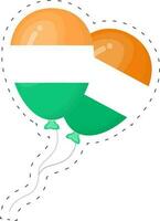 Indian Flag Color Two Balloon In Sticker Style. vector