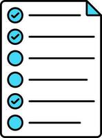 Turquoise And White Checklist Icon In Flat Style. vector