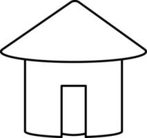 Black Stroke Style Hut Or Home Icon. vector