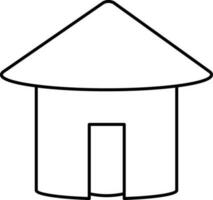 Black Stroke Style Hut Or Home Icon. vector