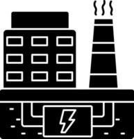 Power Plant Near To River Icon In black and white Color. vector