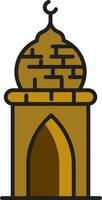 Mosque minaret icon in brown color. vector