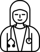 Female Doctor icon in black outline. vector