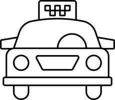 Flat Style Taxi Icon In Black Line Art. vector