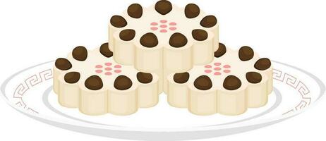 Jujube Flower Cake Plate Icon In Flat Style. vector