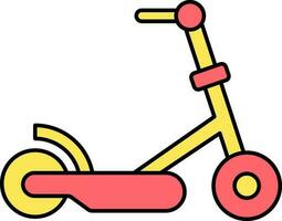Kick Scooter Icon In Red And Yellow Color. vector