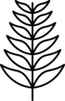 Pine leaf icon in line art. vector