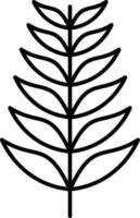 Pine leaf icon in line art. vector