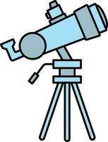 Illustration of Tripod Telescope Icon in Blue Color Flat Style. vector