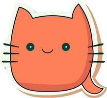 Sticker Or Label Mascot Cat Face In Orange Color. vector