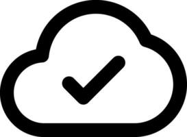 Approve cloud network icon in line art. vector