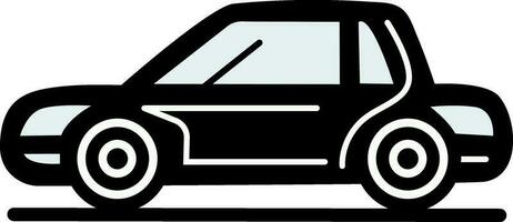 negro y blanco coche icono en plano estilo. vector