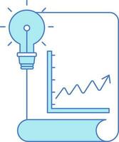 Statistics Paper With Light Bulb Icon In Blue And White Color. vector