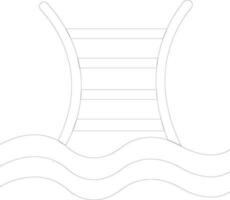 Black line art pool ladder on white background. vector