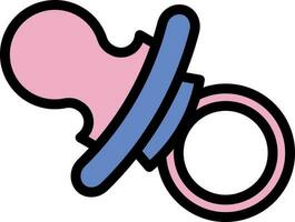 Pacifier Icon In Blue And Pink Color. vector