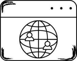 Doodle Style Global Community In Webpage Icon. vector