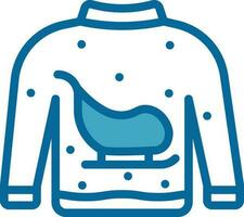 Sweater Icon In Blue And White Color. vector