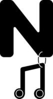 Letter N For Note Icon In black and white Color. vector