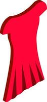 3D icon of short dress in red color. vector