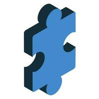 Jigsaw puzzle piece element in isometric style. vector