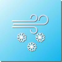 Blue And White Paper Snow Wind Square Icon. vector